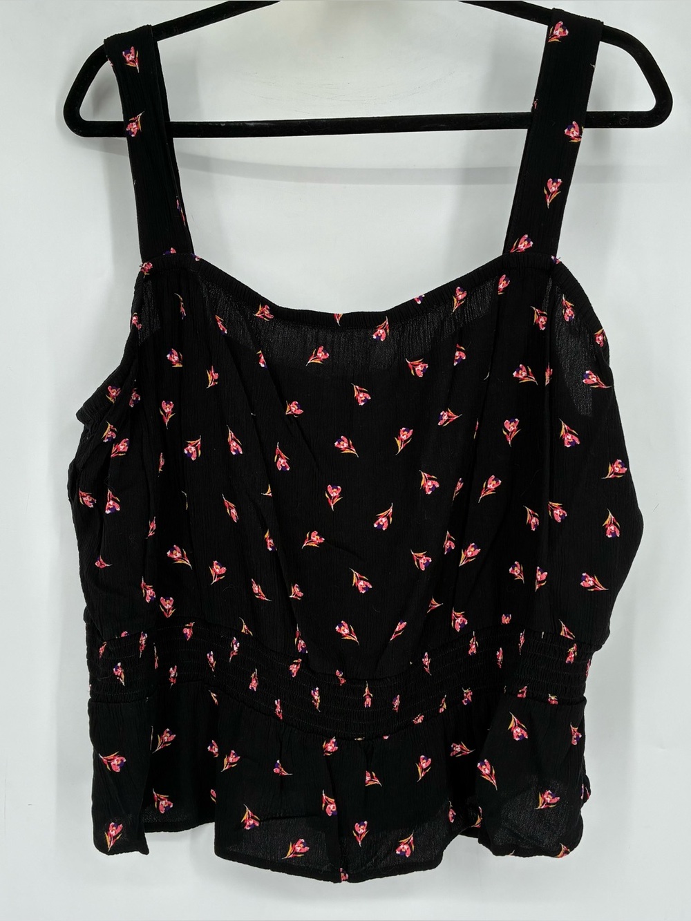 Express XL Black Ditsy Floral Pink Tank Top Summer Festival Concert Babydoll